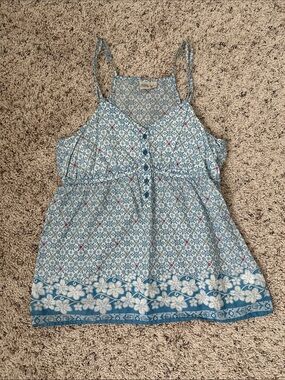 Light Blue Printed Spaghetti-Strap Women’s Top